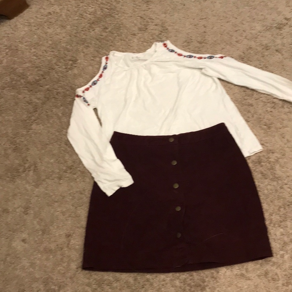 Embroidered cold shoulder top